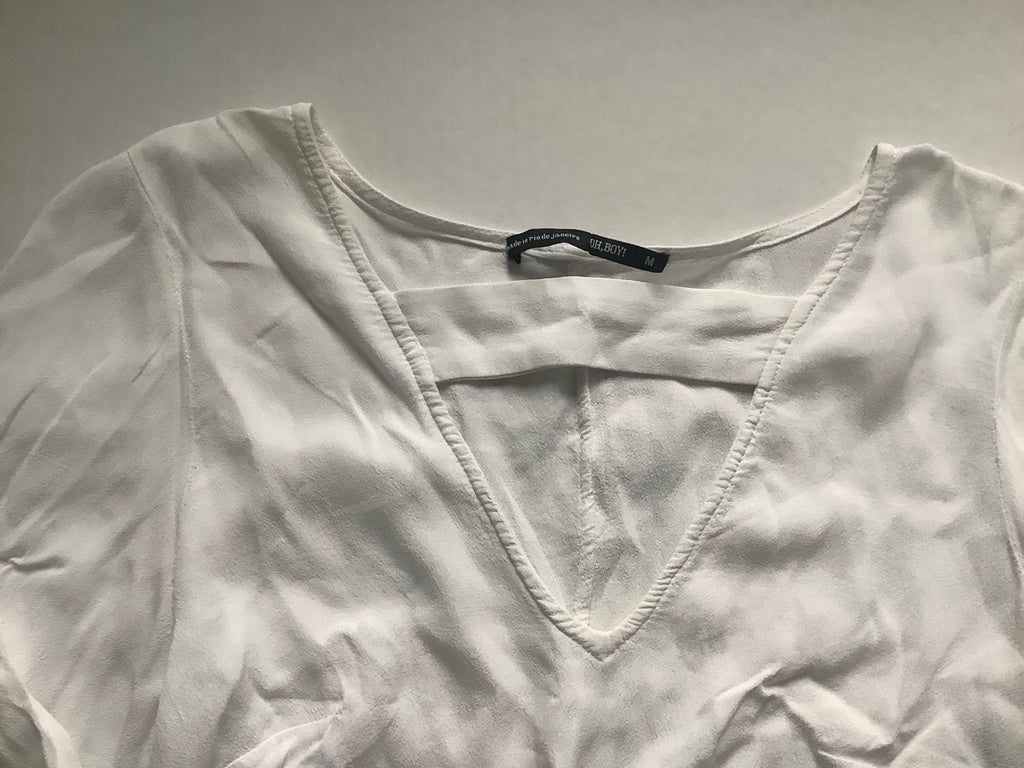 OH BOY! Tops Medium White Cotton, linen