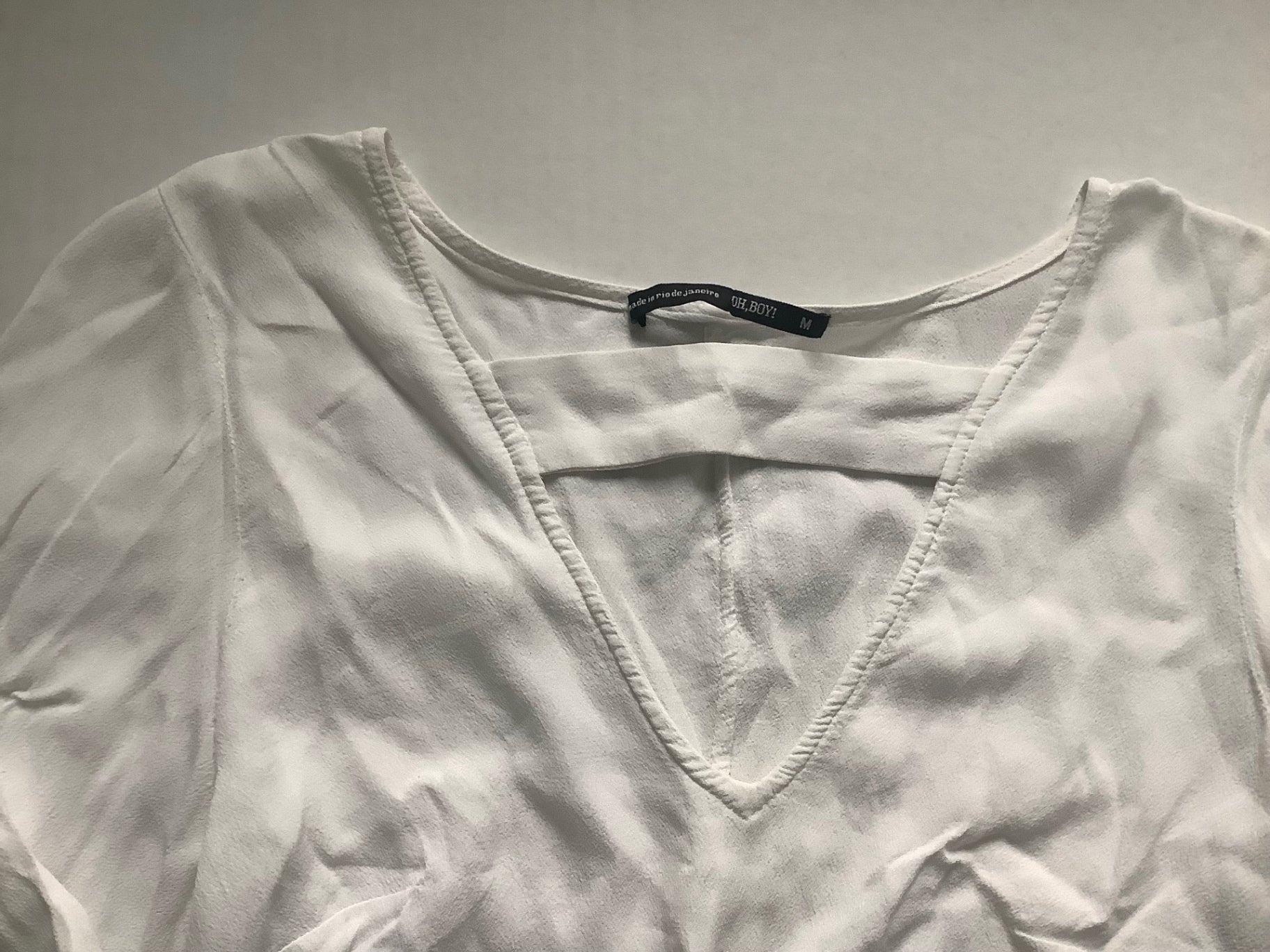 OH BOY! Tops Medium White Cotton, linen