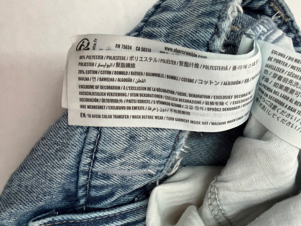 Hollister Low Rise Super Baggy Jeans W25 Blue Denim/Cotton/Polyester/Elastane