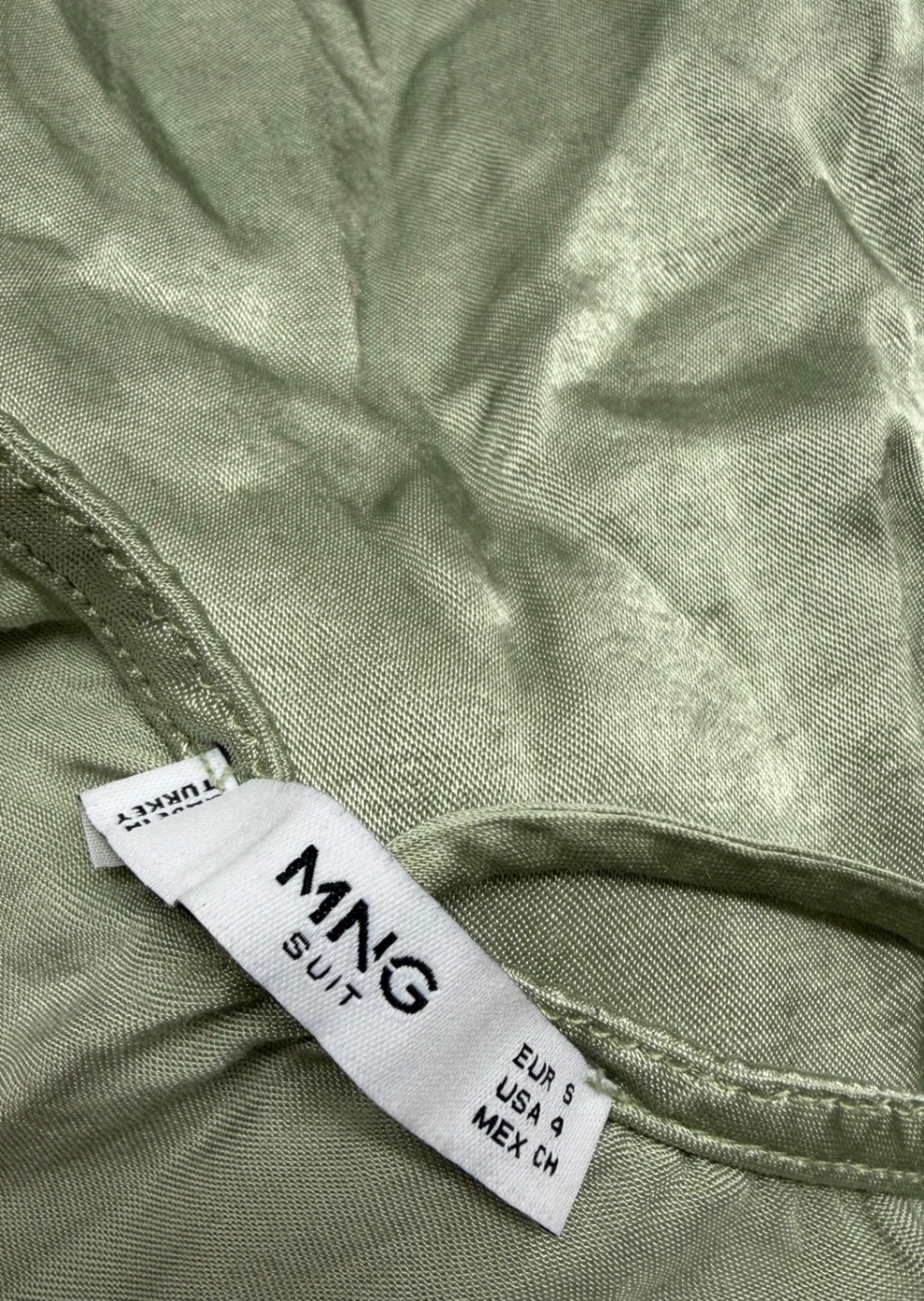 Mango Dresses/Rompers 4 Olive Green Silk/Satin-like fabric