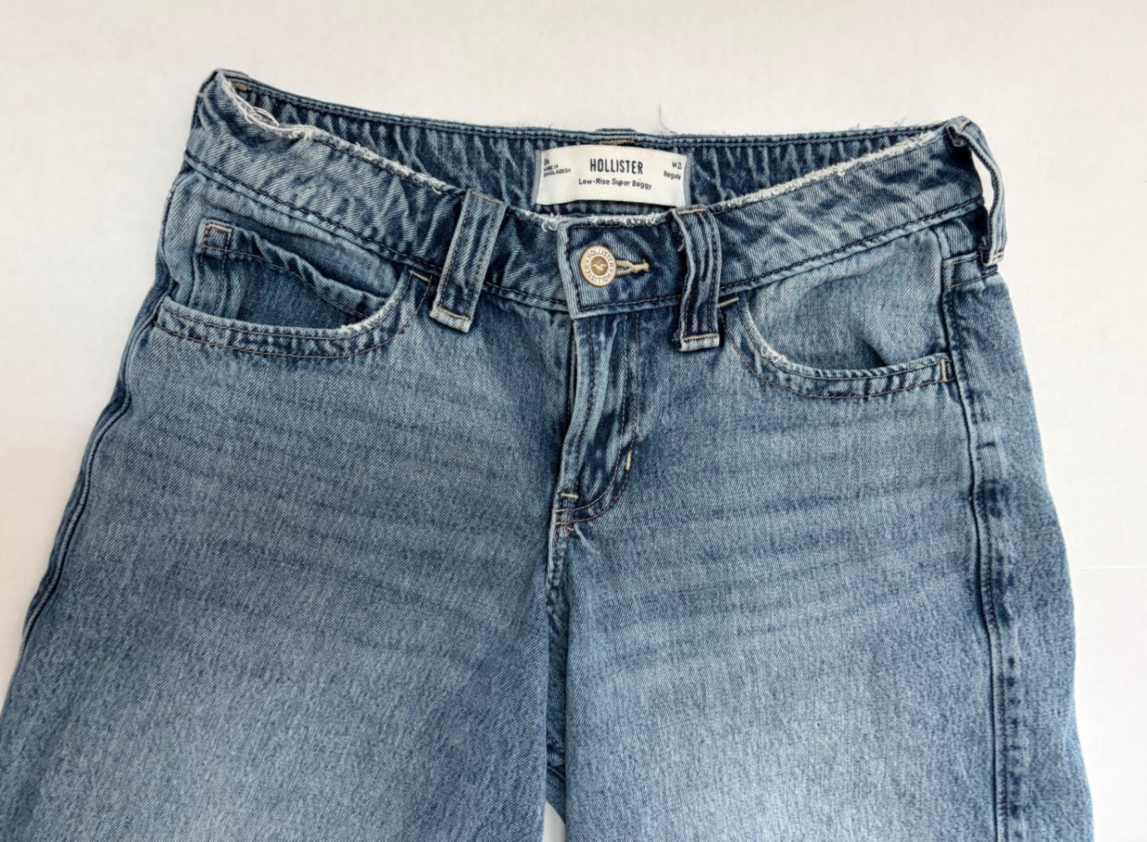 Hollister Low Rise Super Baggy Jeans W25 Blue Denim/Cotton/Polyester/Elastane