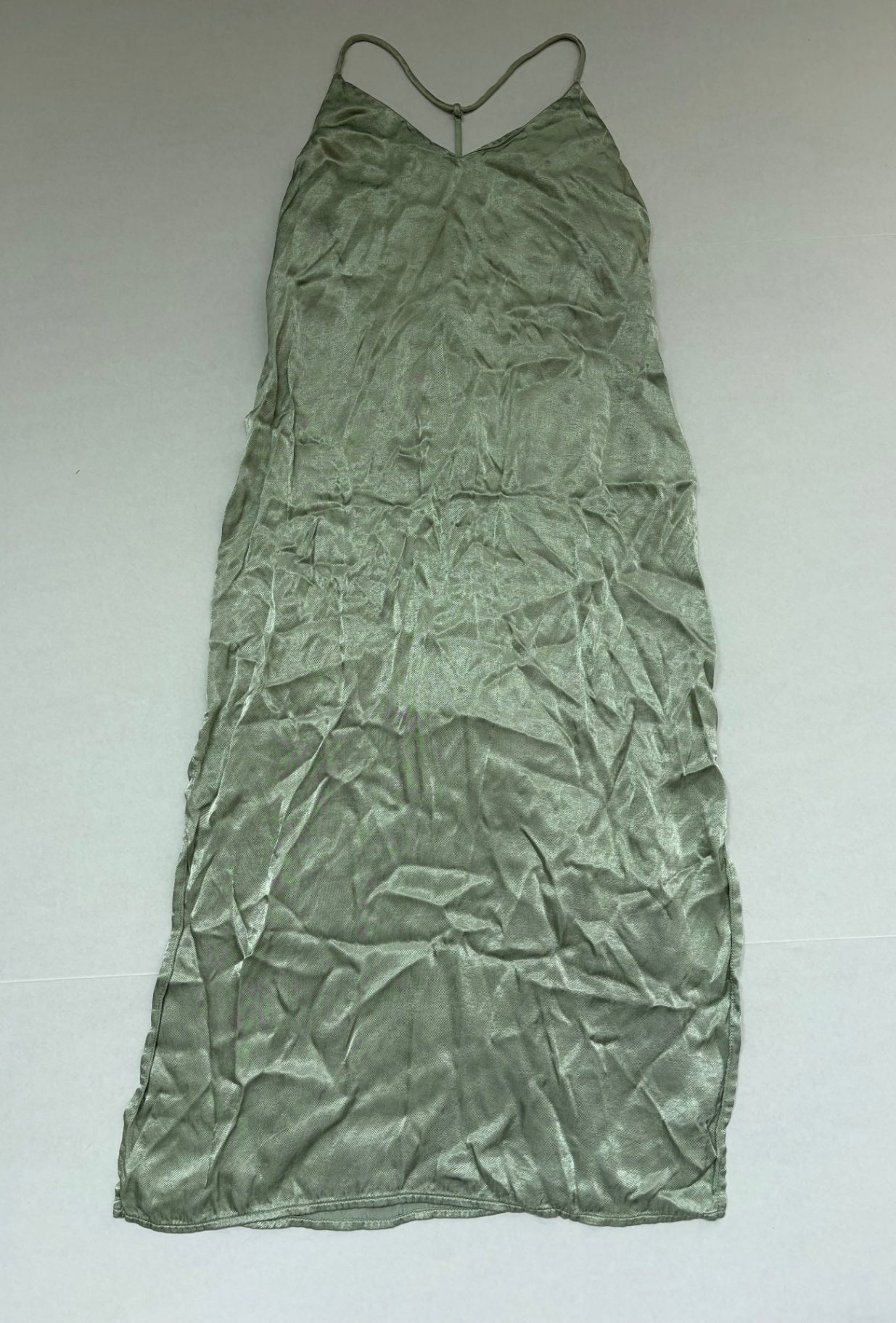 Mango Dresses/Rompers 4 Olive Green Silk/Satin-like fabric