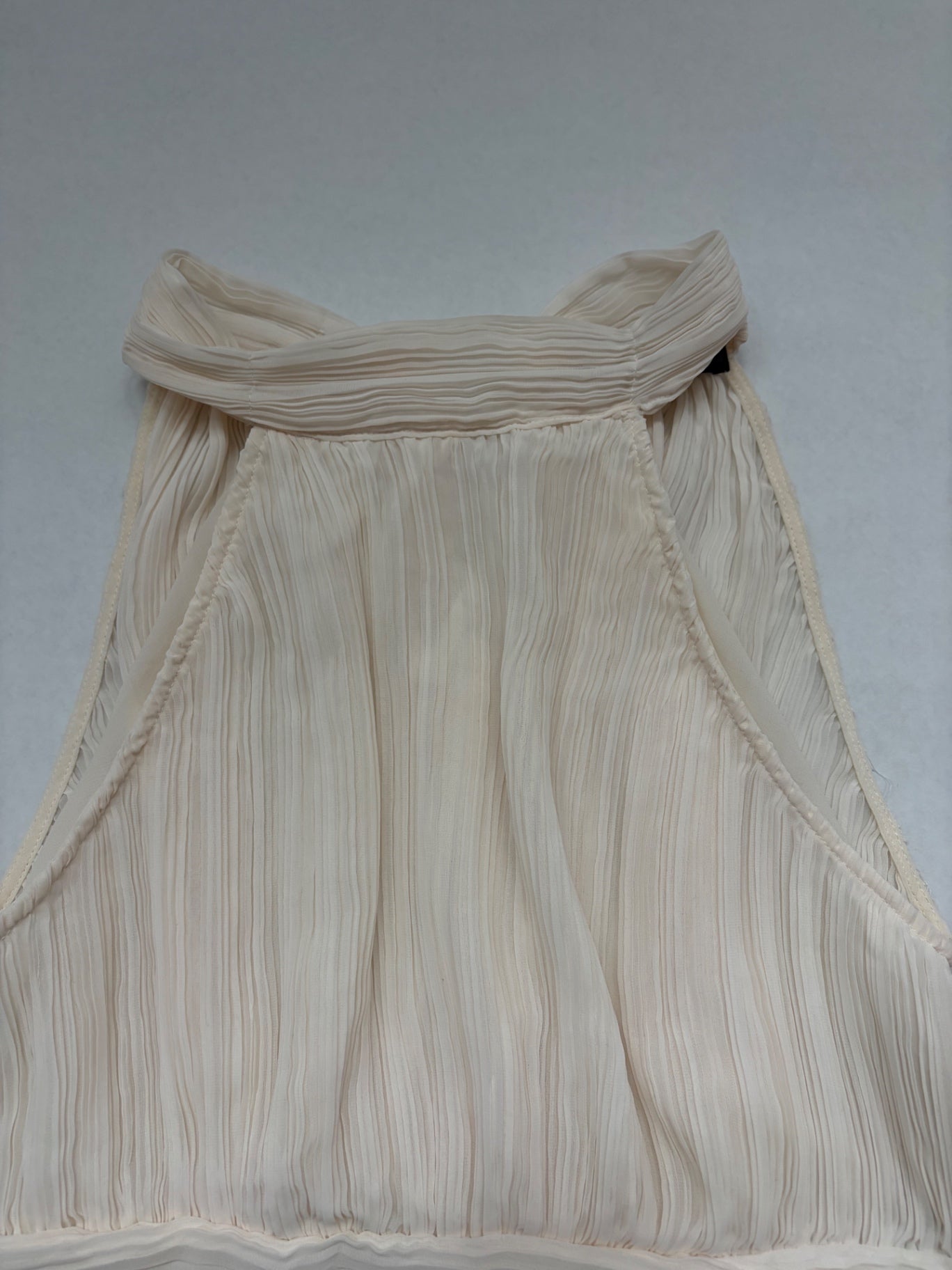 Zara Tops Extra Small Cream/Beige Pleated fabric, Polyester