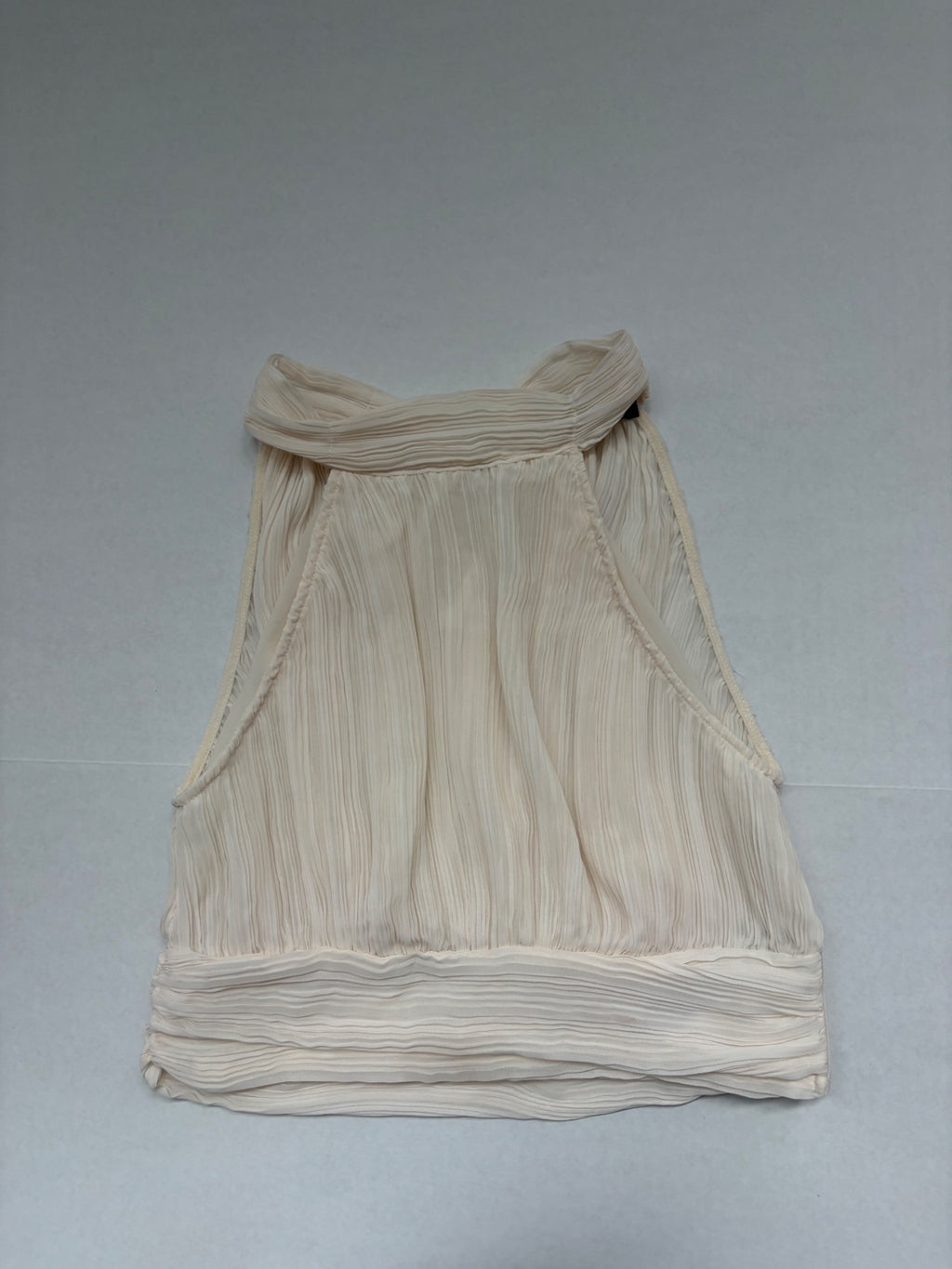 Zara Tops Extra Small Cream/Beige Pleated fabric, Polyester