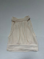 Zara Tops Extra Small Cream/Beige Pleated fabric, Polyester
