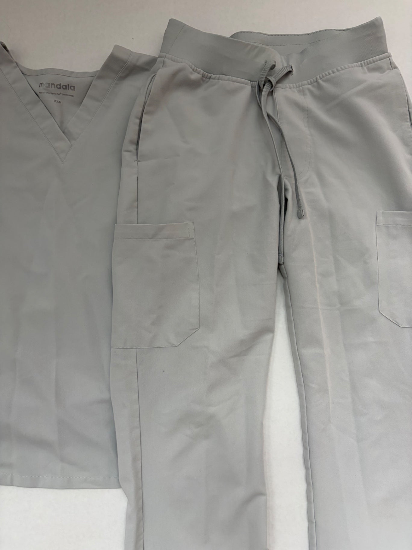 Mandala Scrubs Extra Extra Small Light Gray Polyester/Viscose/Spandex
