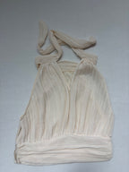 Zara Tops Extra Small Cream/Beige Pleated fabric, Polyester