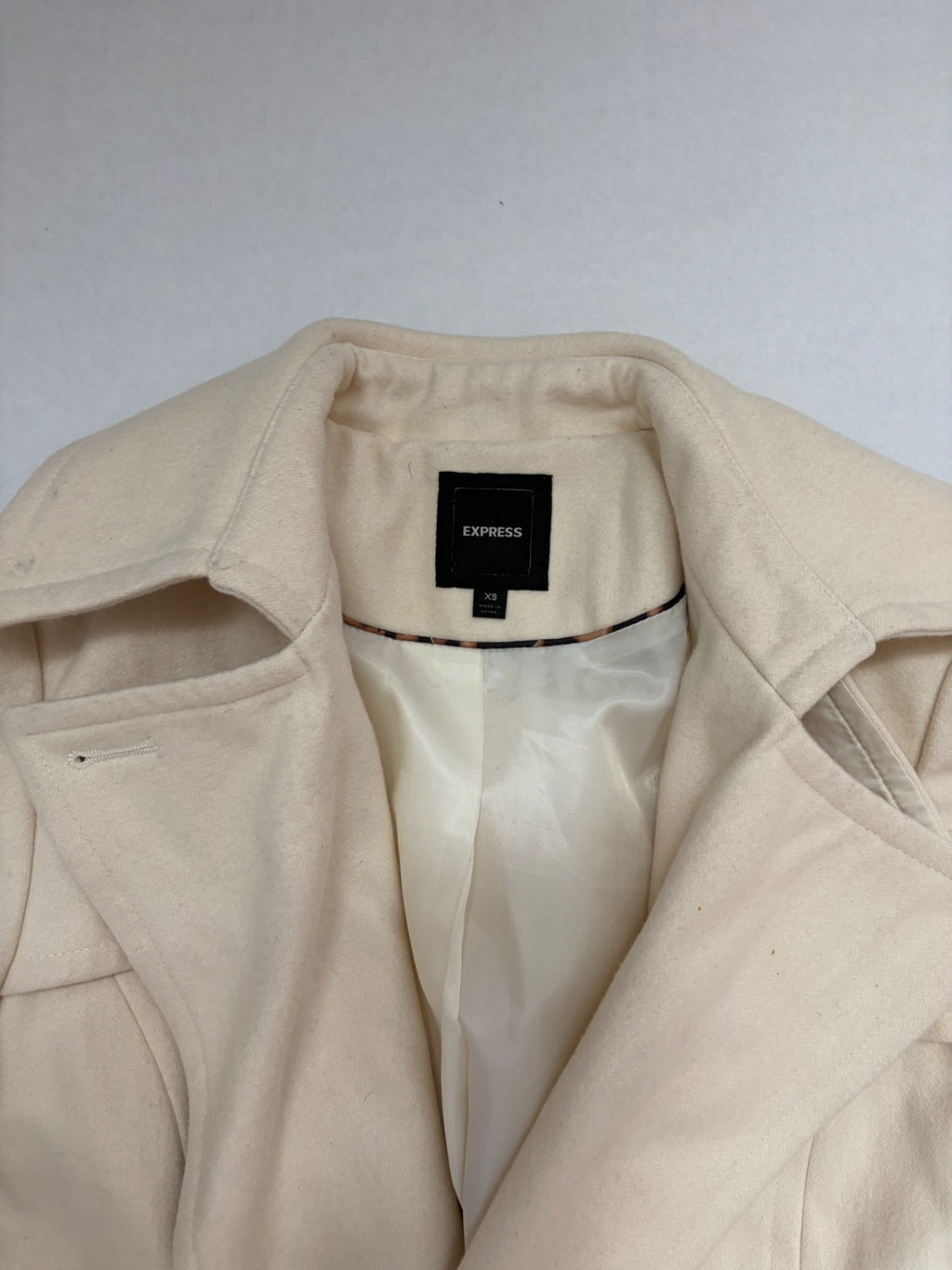 Express Jackets/Coats Extra Small Cream Wool, Polyester, Viscose