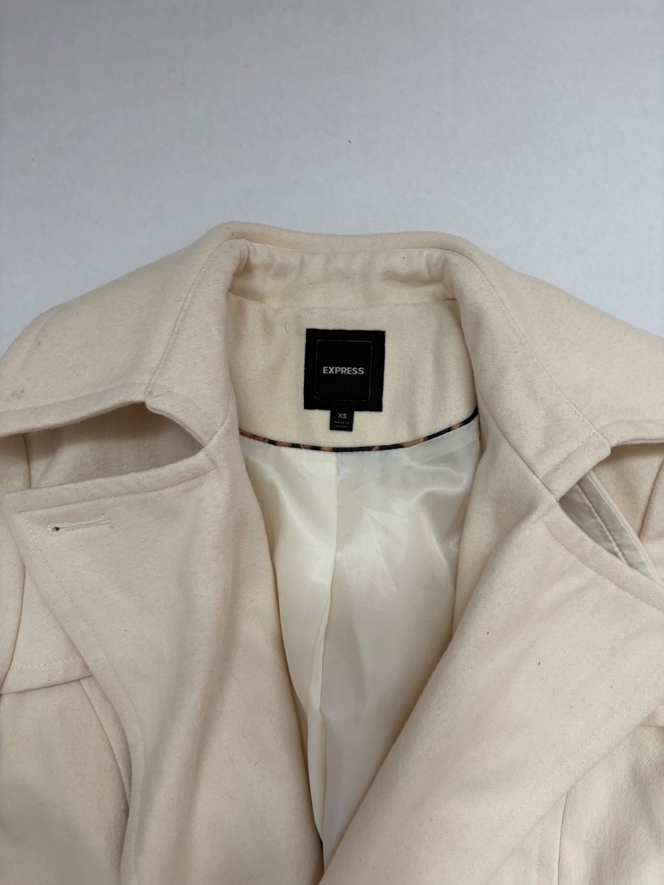 Express Jackets/Coats Extra Small Cream Wool, Polyester, Viscose