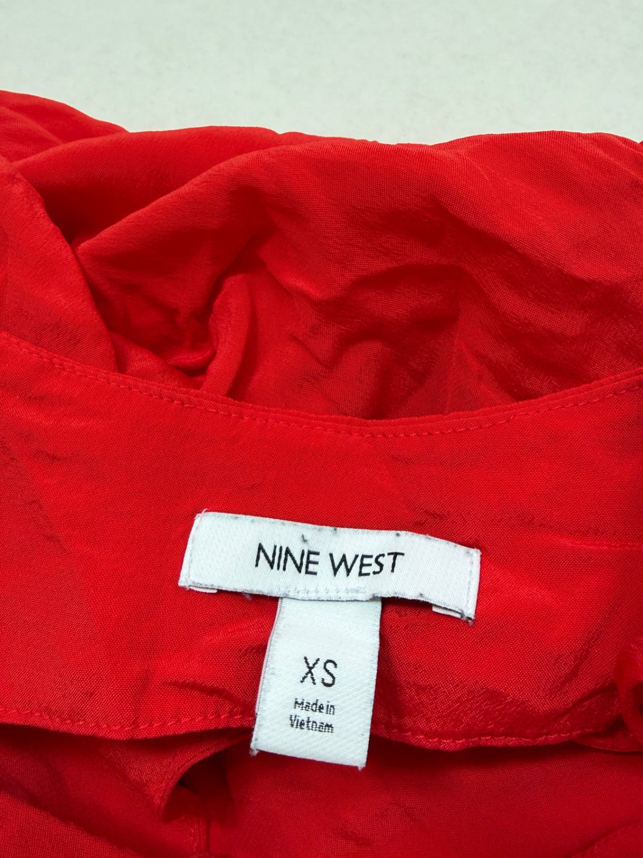 NINE WEST Tops Extra Small Red Rayon, Silk