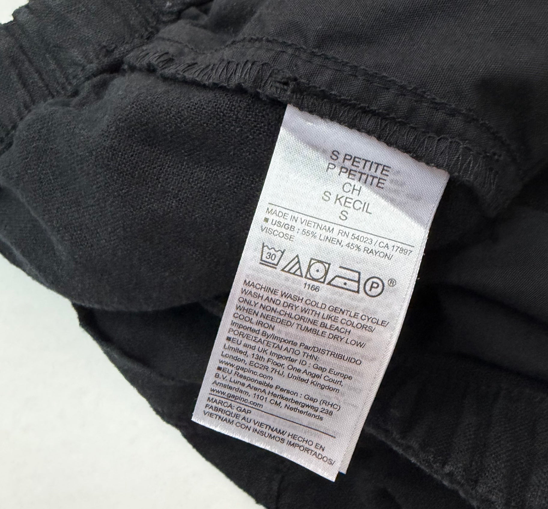 Gap Pants Small Petite Black Rayon/Linen/Viscose
