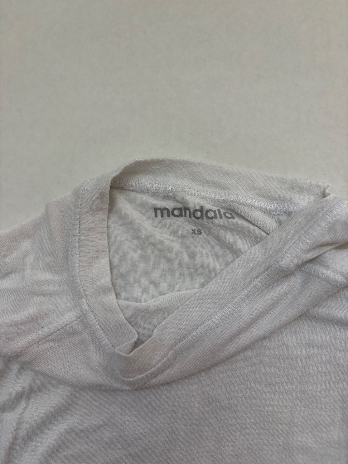mandala Tops Extra Small White Rayon and Spandex