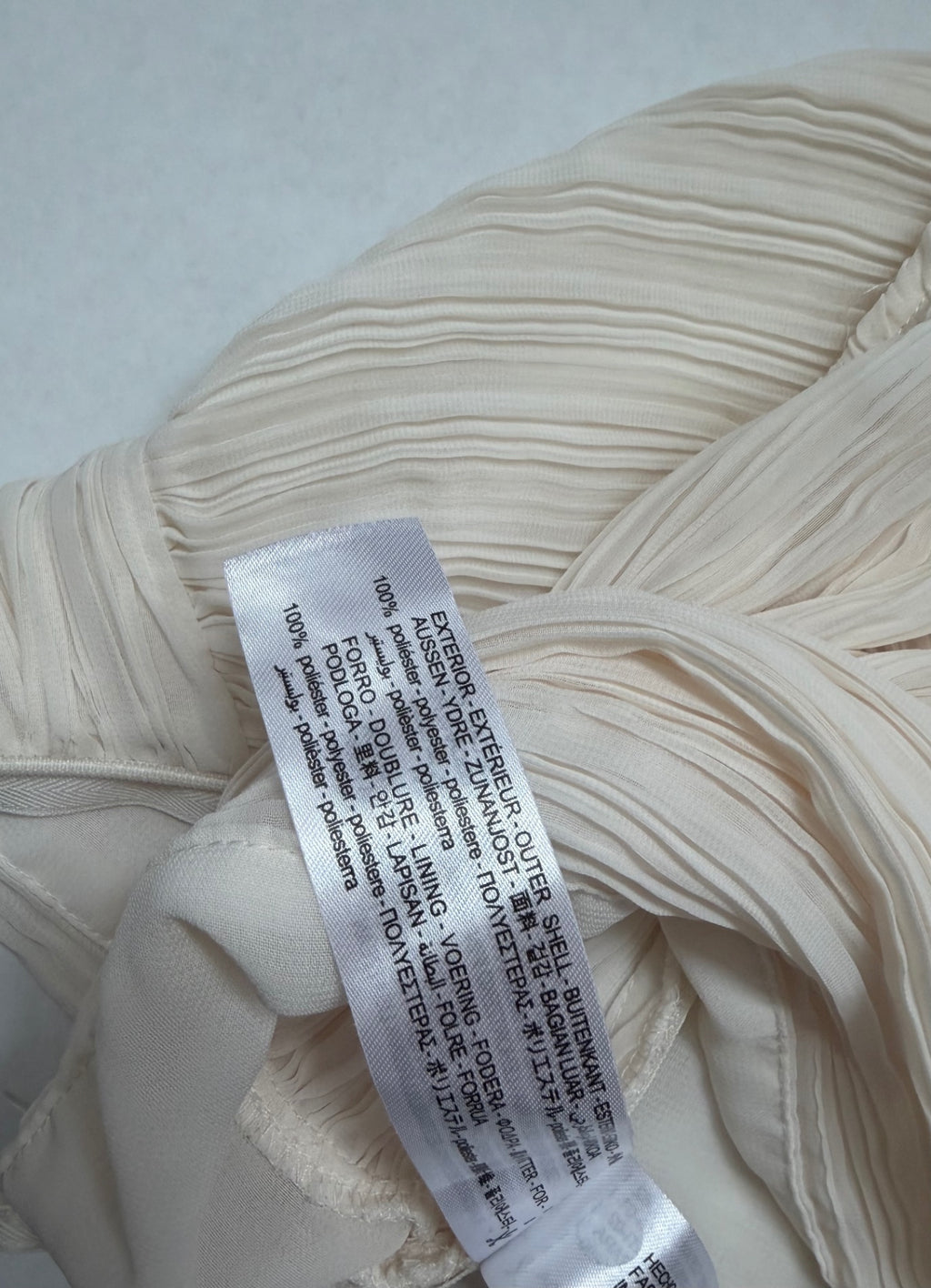 Zara Tops Extra Small Cream/Beige Pleated fabric, Polyester