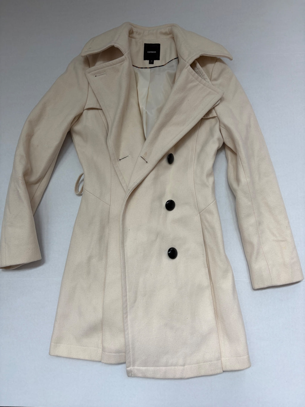 Express Jackets/Coats Extra Small Cream Wool, Polyester, Viscose