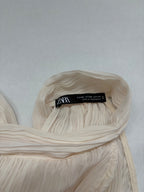 Zara Tops Extra Small Cream/Beige Pleated fabric, Polyester