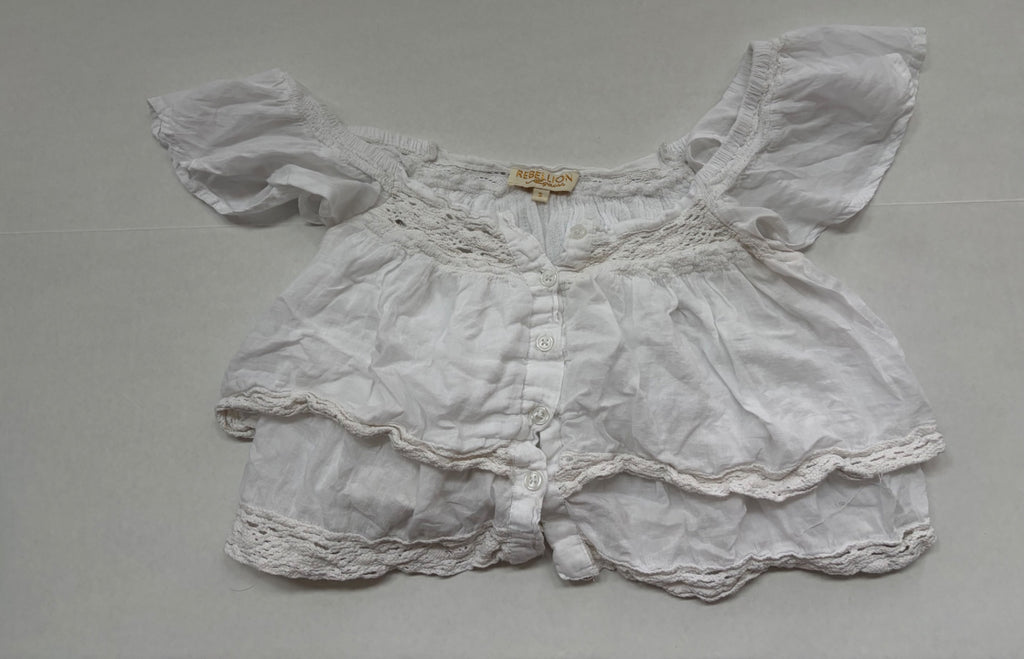Rebellion Tops Small White Linen, Cotton