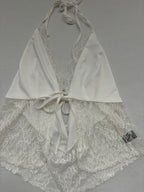 Shein Tops Medium White Polyester, Lace, Elastane