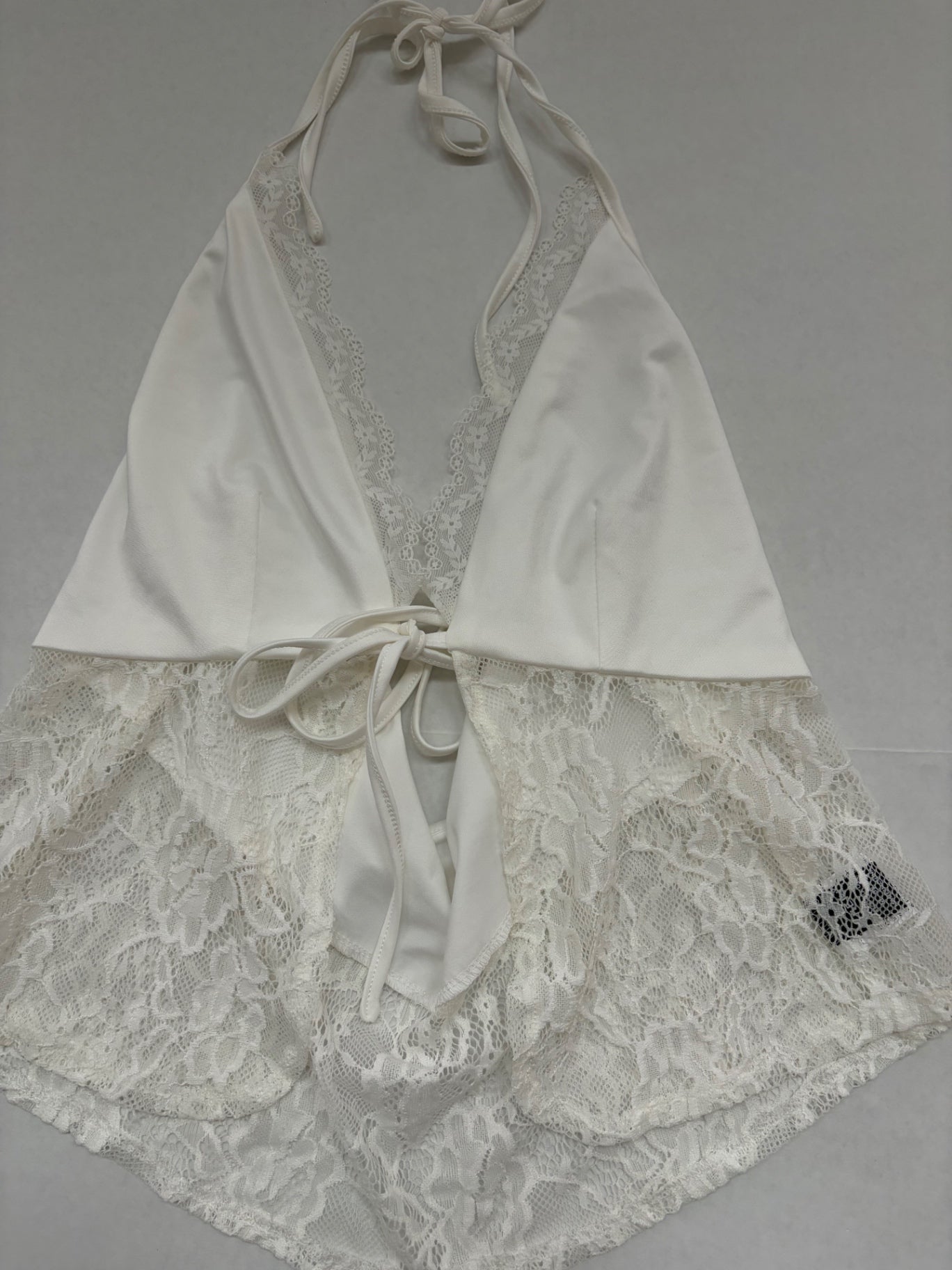 Shein Tops Medium White Polyester, Lace, Elastane