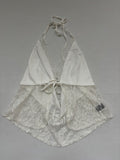 Shein Tops Medium White Polyester, Lace, Elastane