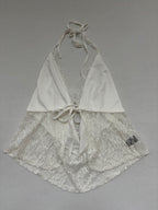 Shein Tops Medium White Polyester, Lace, Elastane