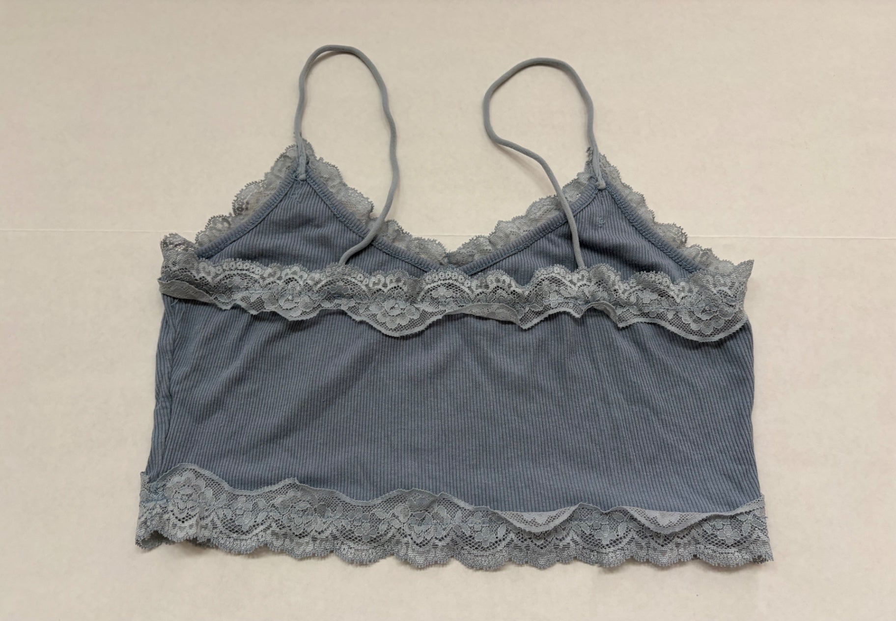 Unbranded Tops Medium Gray fabric with lace trim