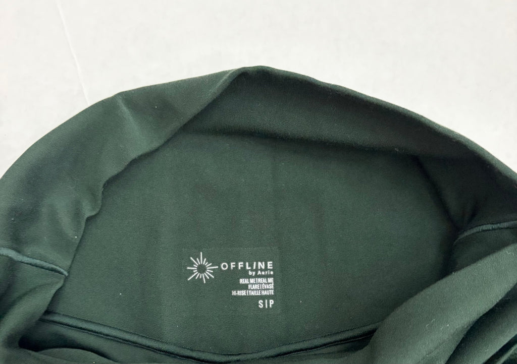 OFFLINE by Aerie Flare High Rise Leggings Small Dark Green Nylon, Elastane