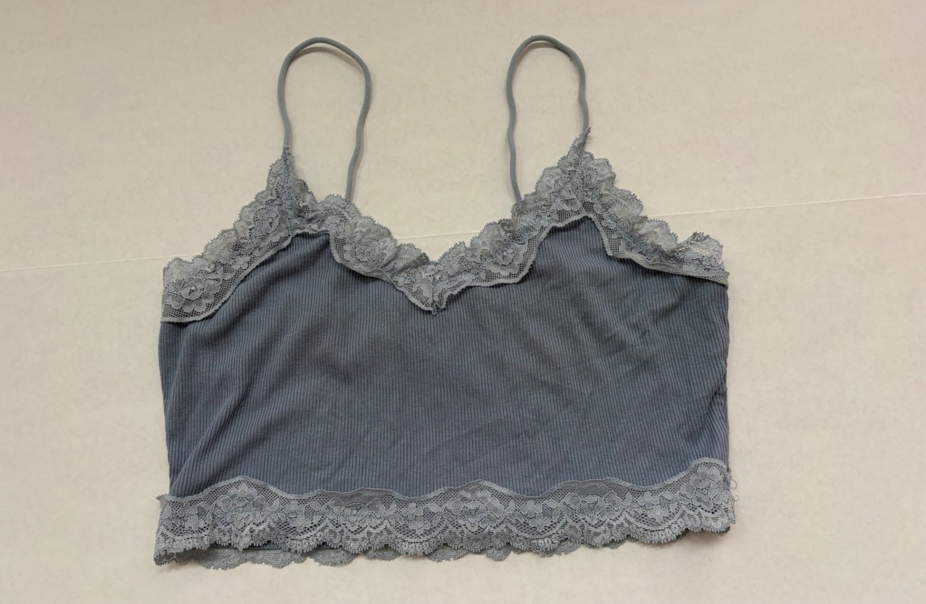 Unbranded Tops Medium Gray fabric with lace trim