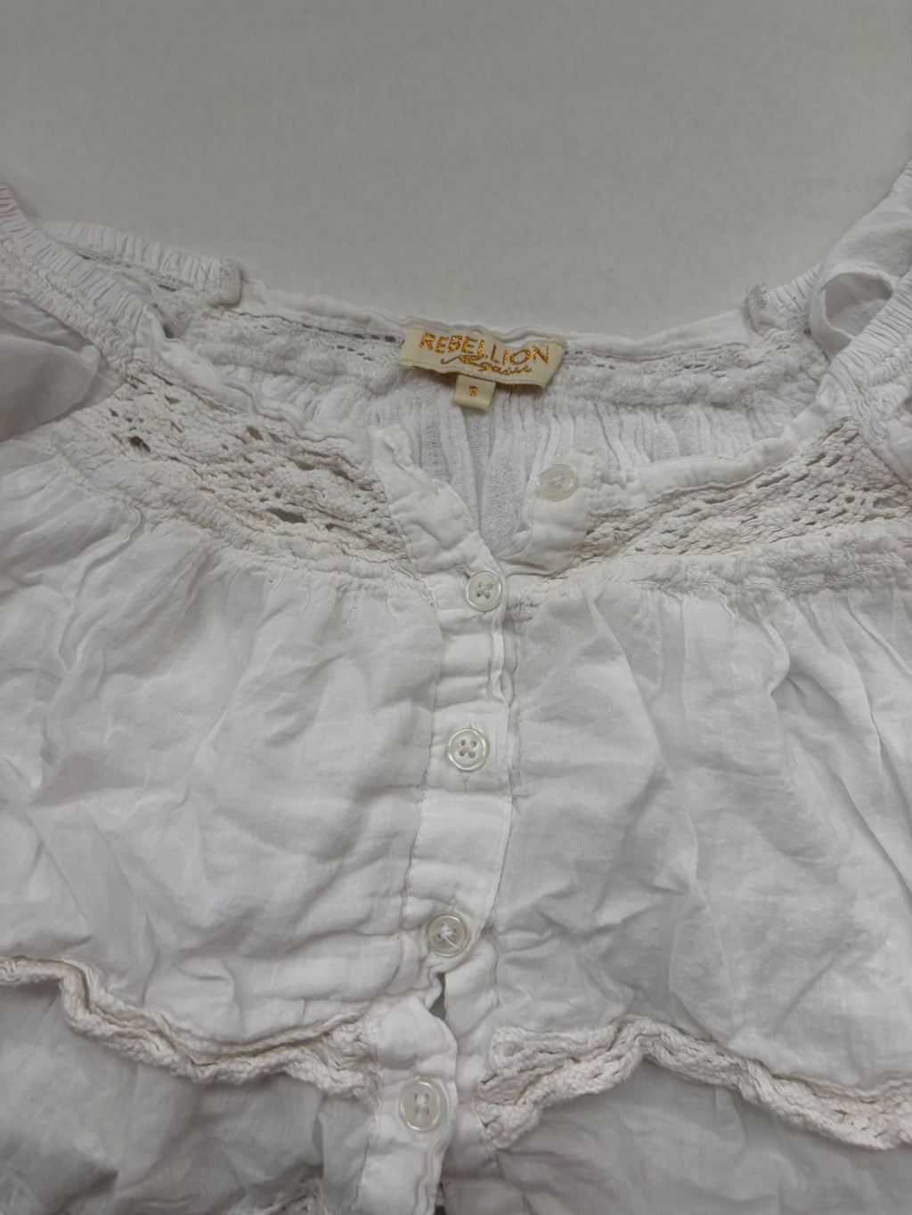 Rebellion Tops Small White Linen, Cotton