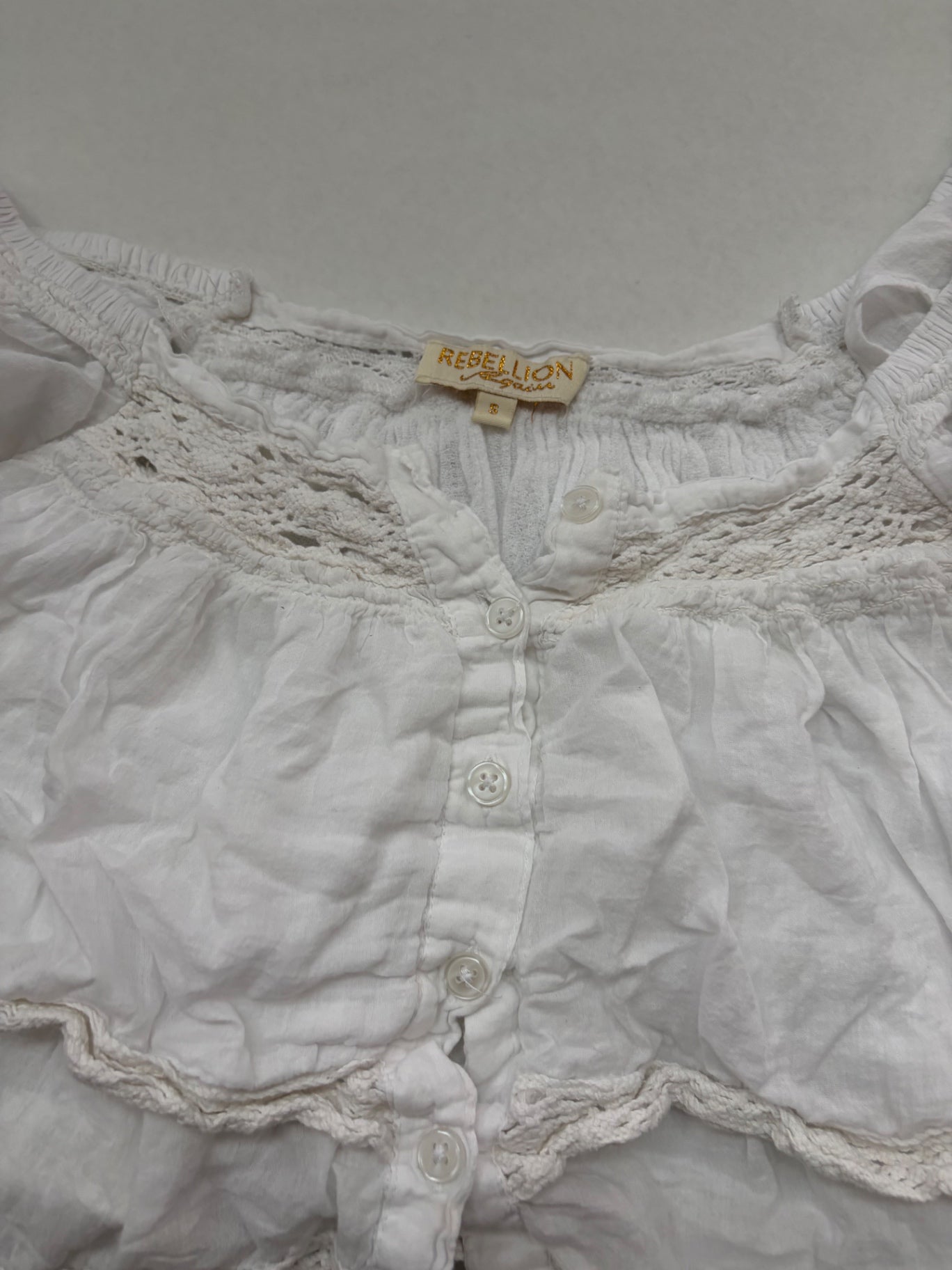 Rebellion Tops Small White Linen, Cotton