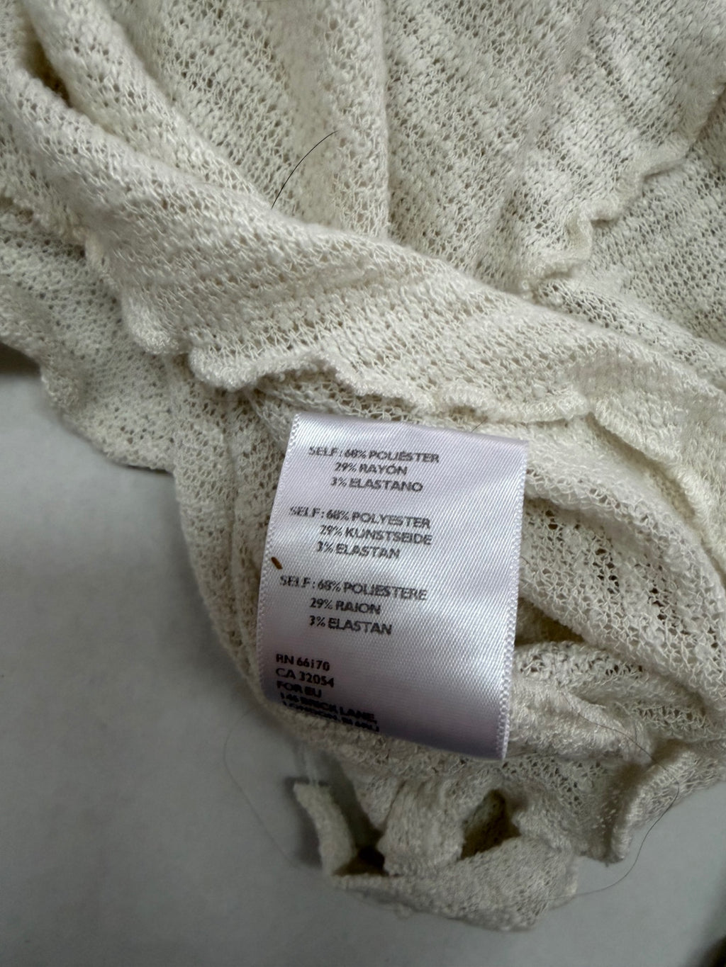 Out From Under Sweatshirts/Hoodies Small Beige/Off-white Knit, Mesh, Polyester, Rayon, Elastane