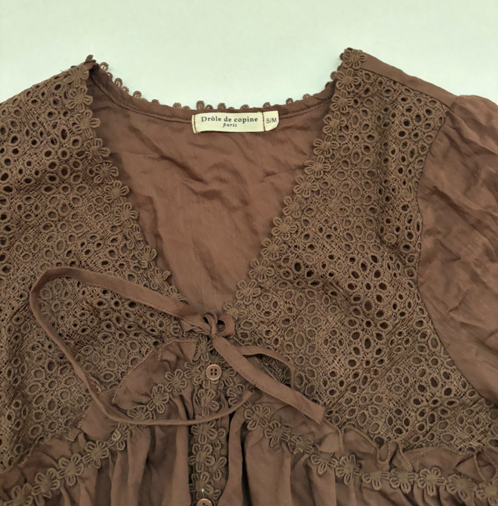 Drôle de copine Tops Small/Medium Brown Viscose and polyester