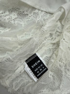 Shein Tops Medium White Polyester, Lace, Elastane