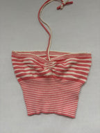 Unbranded Tops Extra Small Red and Cream Knitted fabric with stripes