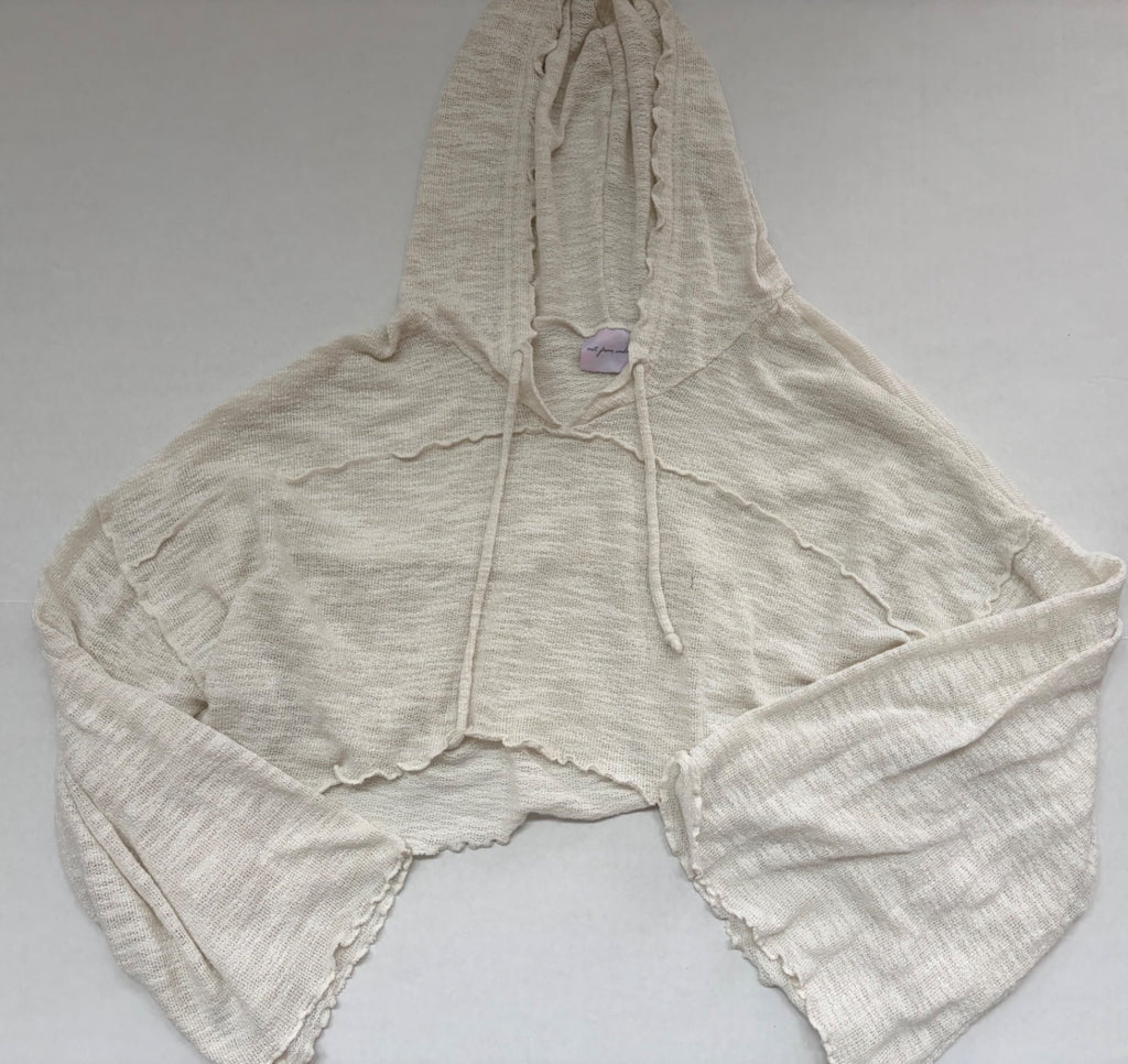 Out From Under Sweatshirts/Hoodies Small Beige/Off-white Knit, Mesh, Polyester, Rayon, Elastane