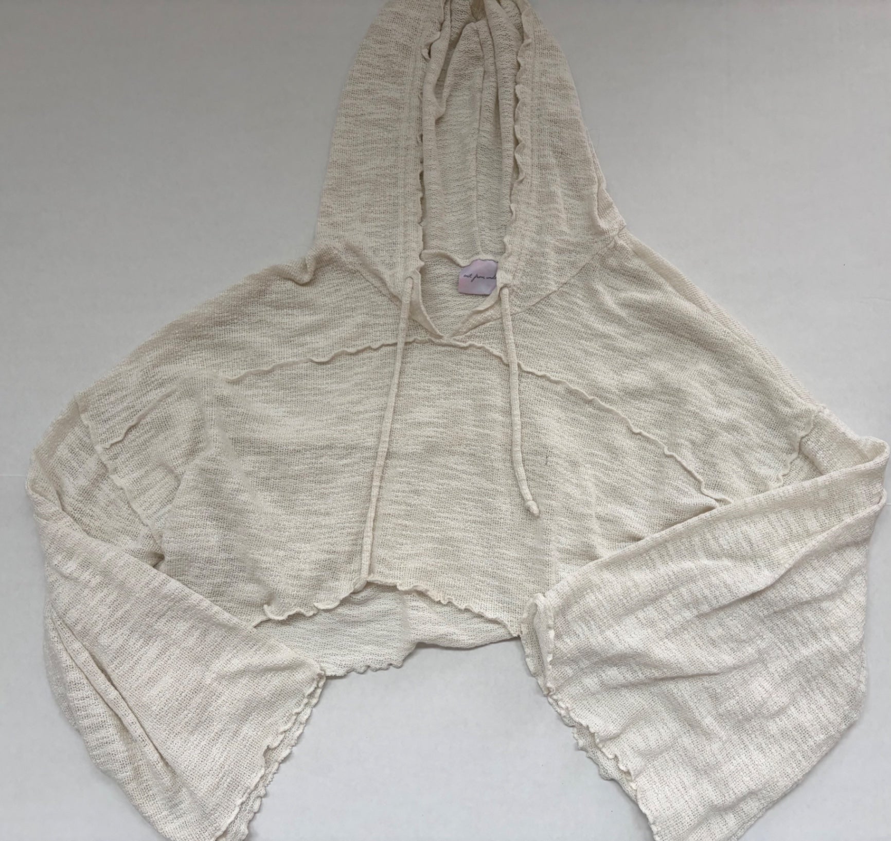 Out From Under Sweatshirts/Hoodies Small Beige/Off-white Knit, Mesh, Polyester, Rayon, Elastane