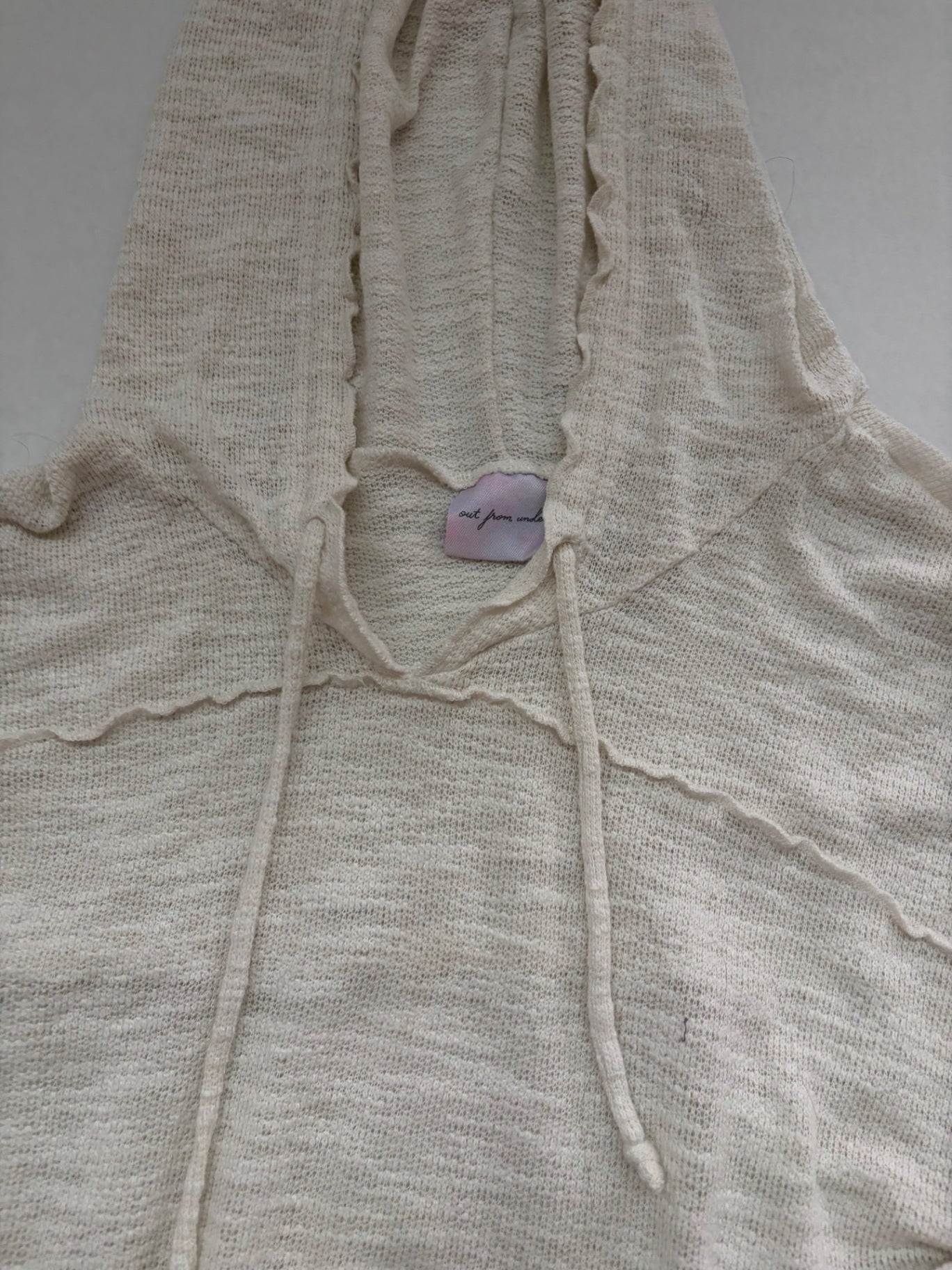Out From Under Sweatshirts/Hoodies Small Beige/Off-white Knit, Mesh, Polyester, Rayon, Elastane