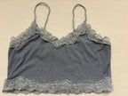 Unbranded Tops Medium Gray fabric with lace trim