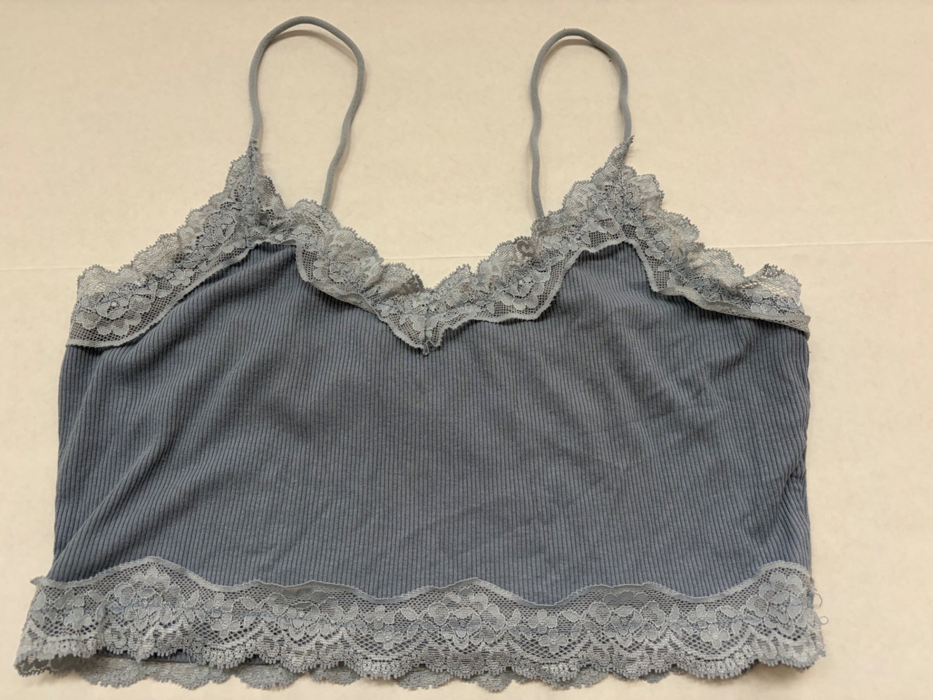 Unbranded Tops Medium Gray fabric with lace trim