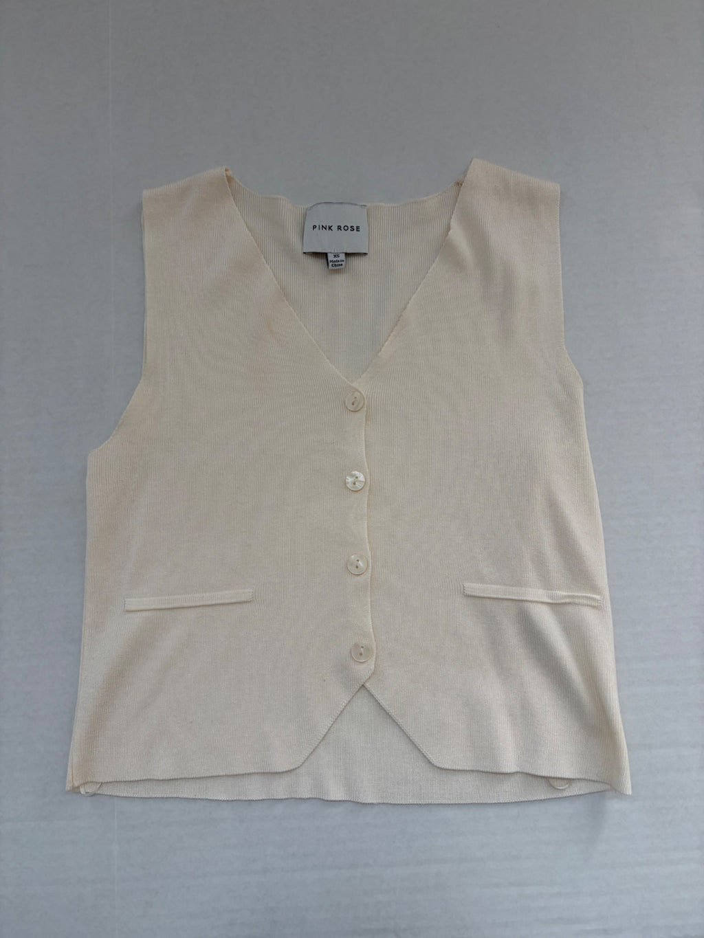PINK ROSE Tops Extra Small Cream/Beige 80% Rayon, 20% Polyester