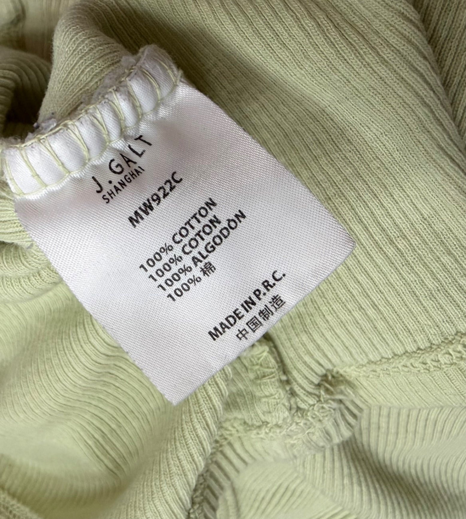 John Galt Tops One Size Lime Green Cotton