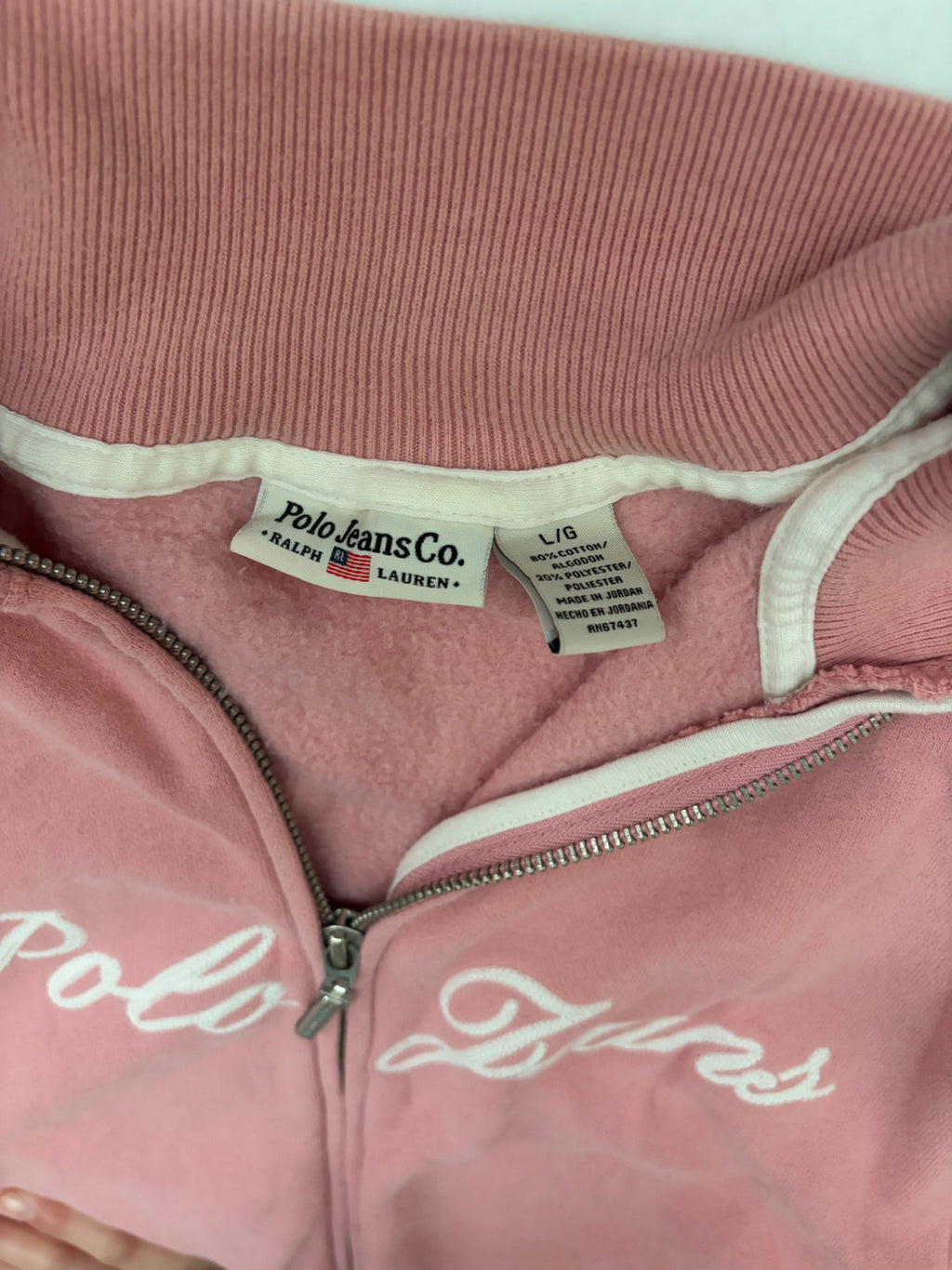 Polo Jeans Co. Sweatshirts/Hoodies Large Pink Cotton, Polyester
