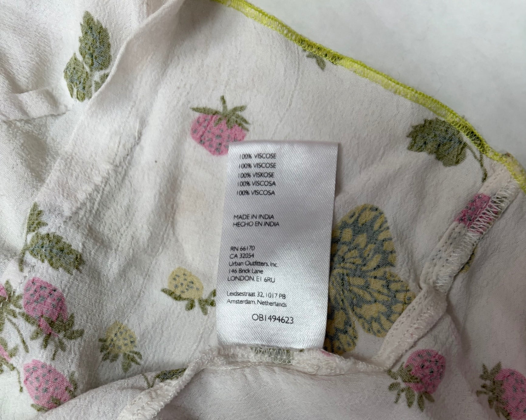 Urban Outfitters Tops Medium White with pink, green, and yellow floral butterfly pattern Viscose