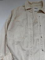 Zara Jackets/Coats Large Beige Cotton