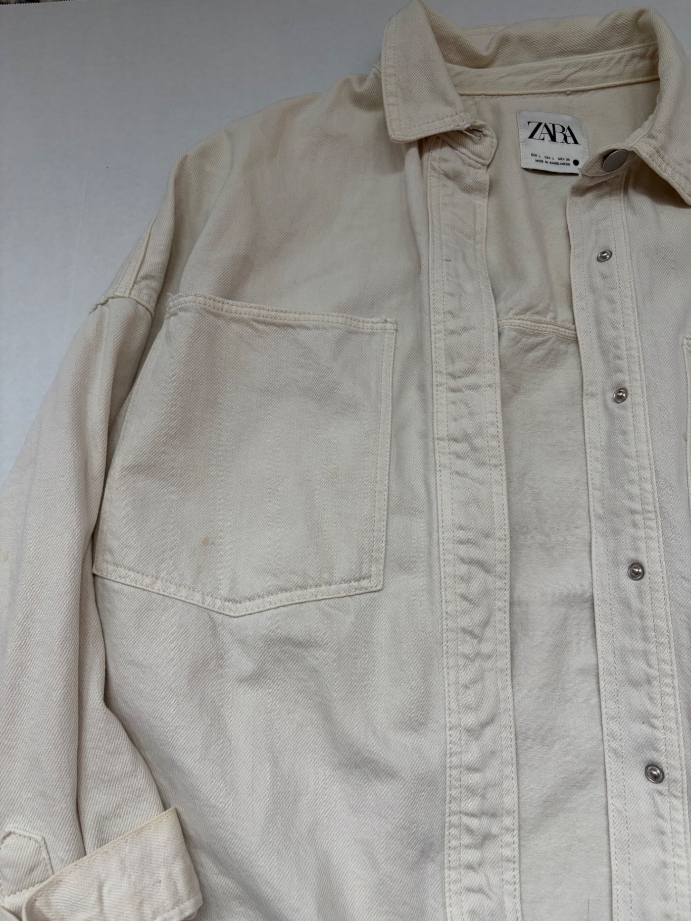 Zara Jackets/Coats Large Beige Cotton