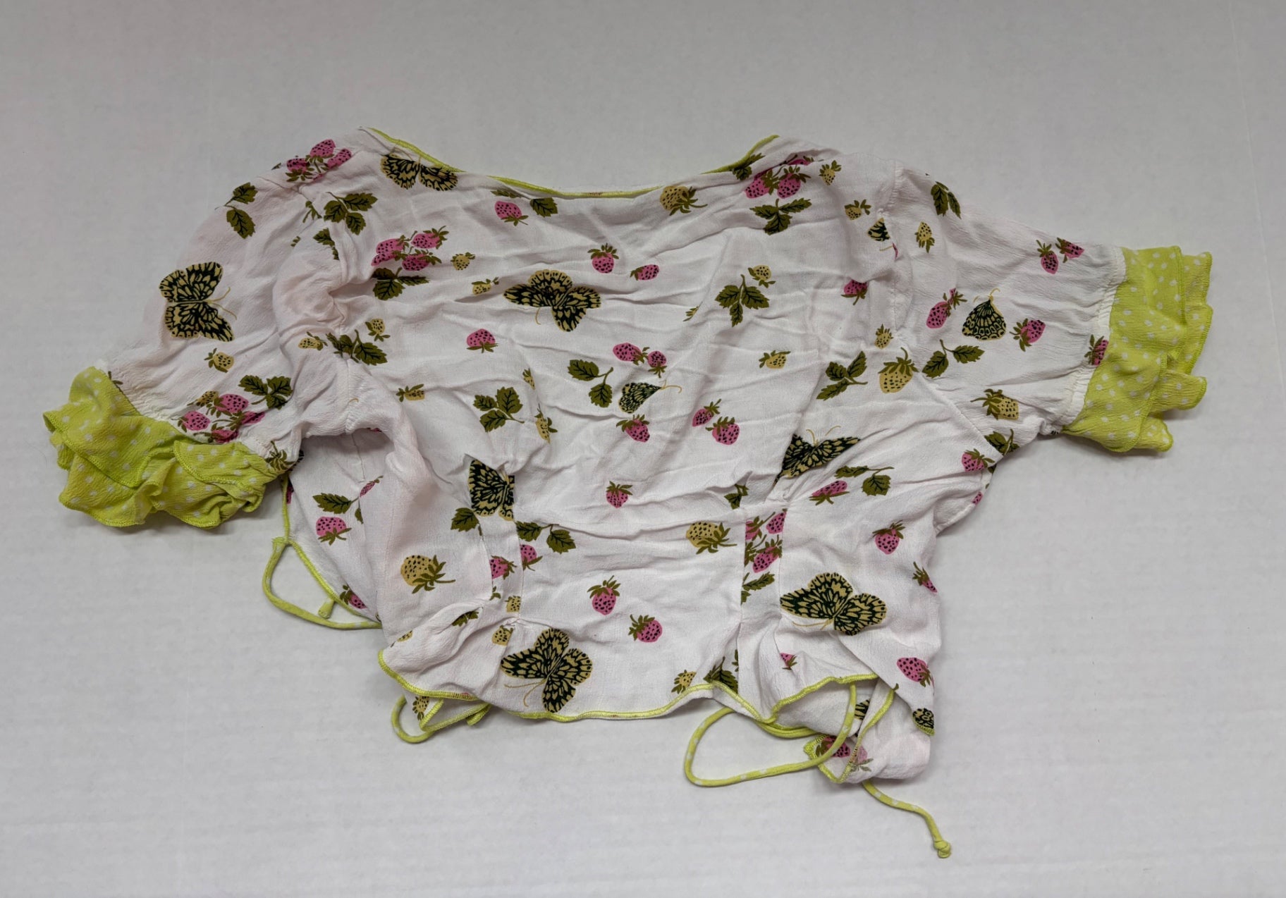 Urban Outfitters Tops Medium White with pink, green, and yellow floral butterfly pattern Viscose