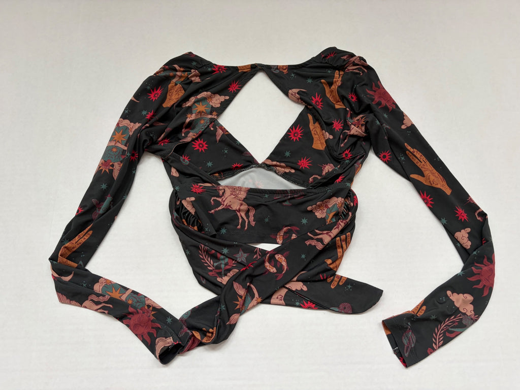 Urban Outfitters Tops Small Multicolor (Black, Red, Orange, and other shades)Polyester, Elastane, and possibly some printed fabric