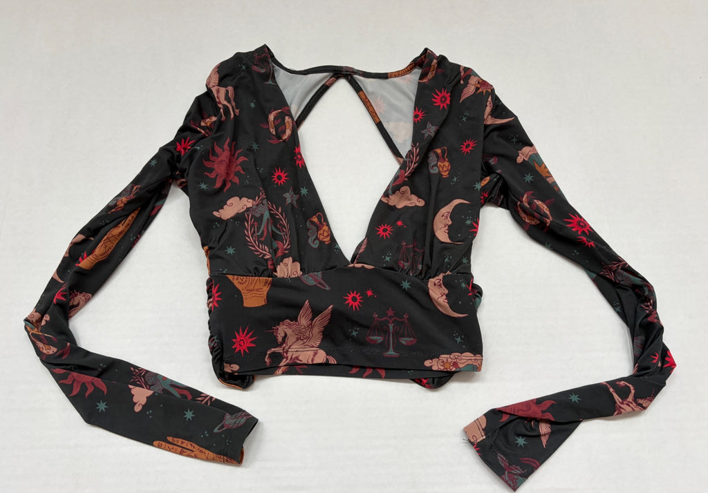 Urban Outfitters Tops Small Multicolor (Black, Red, Orange, and other shades)Polyester, Elastane, and possibly some printed fabric