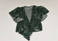 Shein Tops Small Green with white polka dots Polyester, Cotton, and mesh