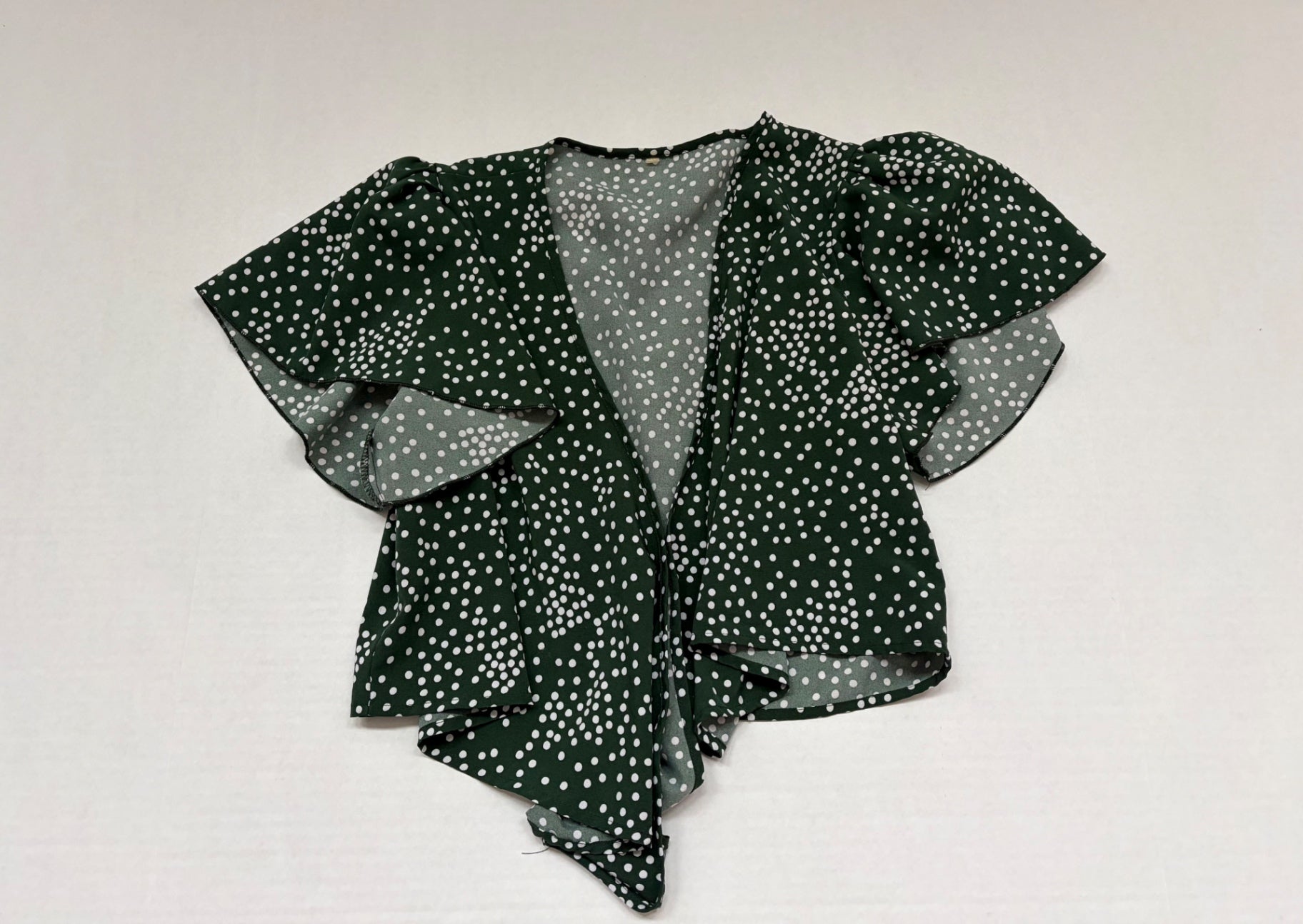 Shein Tops Small Green with white polka dots Polyester, Cotton, and mesh