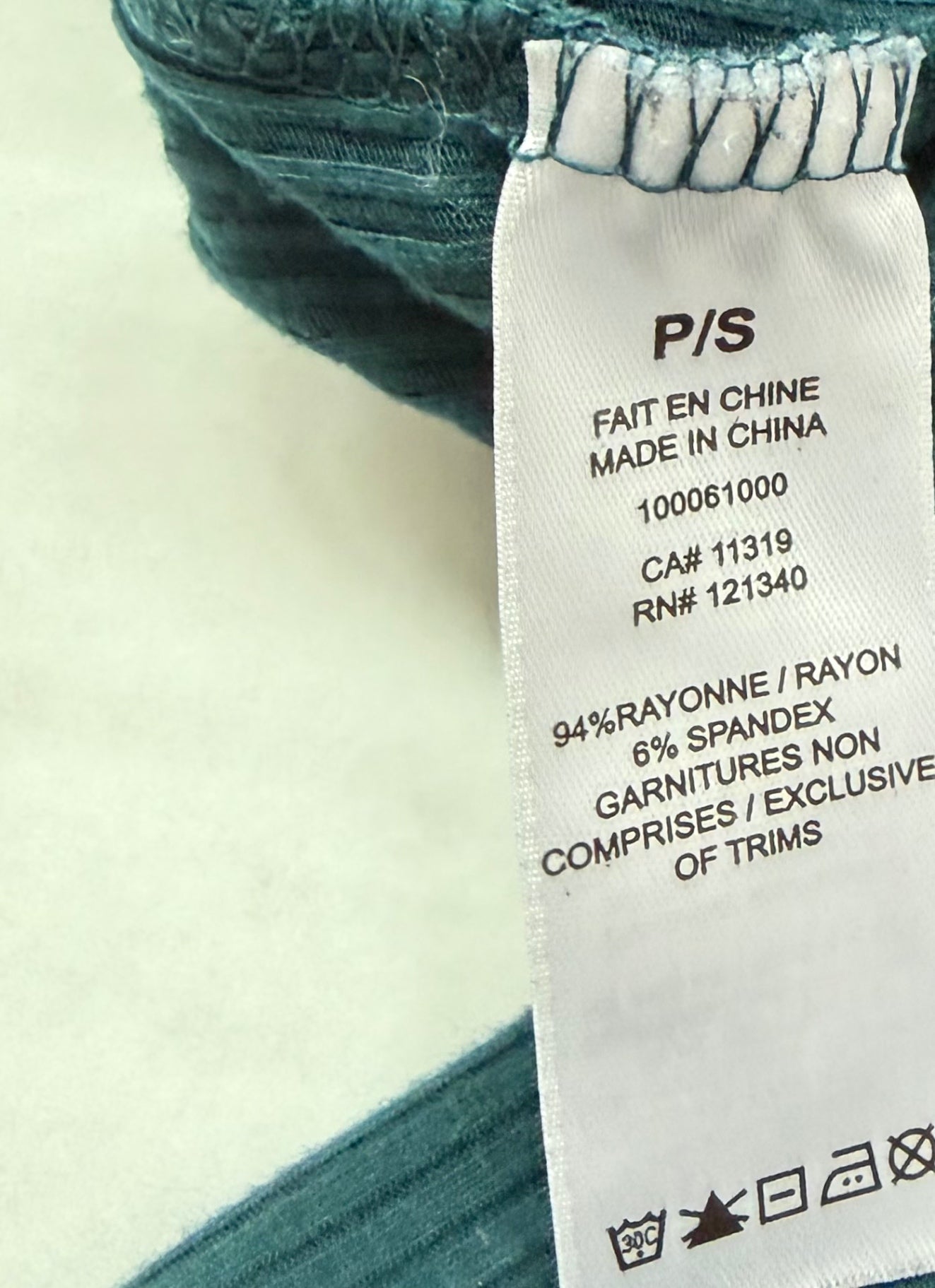 Garage Tops Small Teal Rayon, Spandex
